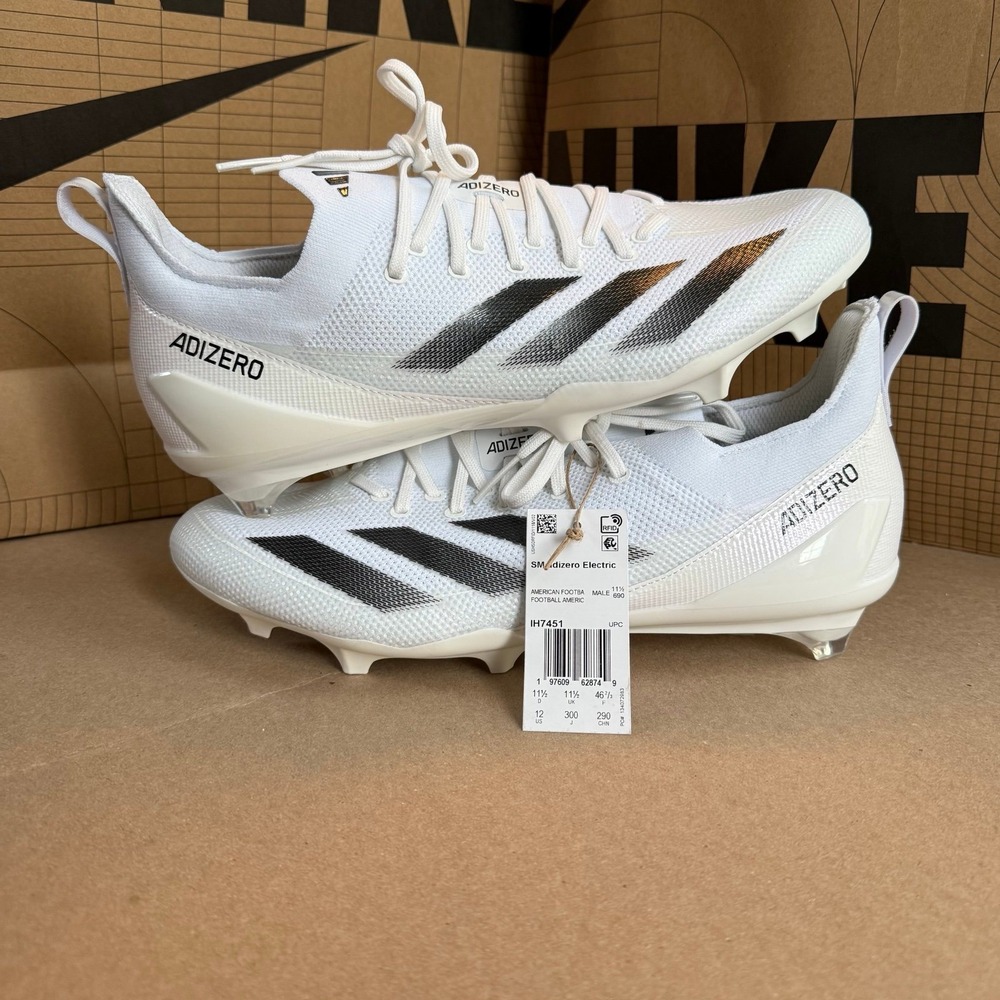 Adidas ADIZERO ELECTRIC+ FOOTBALL CLEATS White/Black Mens Size 12 IH7451 NEW - Picture 10 of 11
